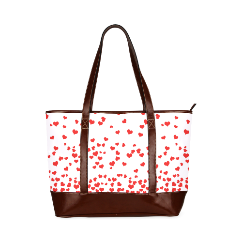 Red Falling Hearts on Pink Tote Handbag (Model 1642)