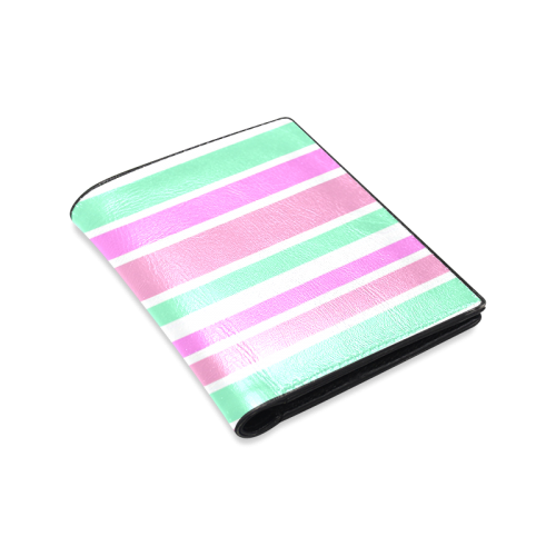 Pink Green Stripes Pattern Men's Leather Wallet (Model 1612)