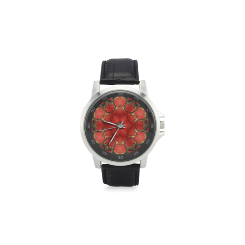 magic mandala 8 Unisex Stainless Steel Leather Strap Watch(Model 202)