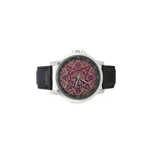 Magic mandala 6 Unisex Stainless Steel Leather Strap Watch(Model 202)