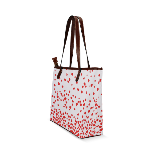 Red Falling Hearts on Pink Shoulder Tote Bag (Model 1646)