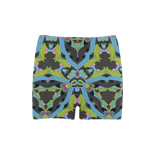 Zandine 0202 blue green floral pattern Briseis Skinny Shorts (Model L04)