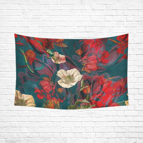 flora 3 Cotton Linen Wall Tapestry 90"x 60"