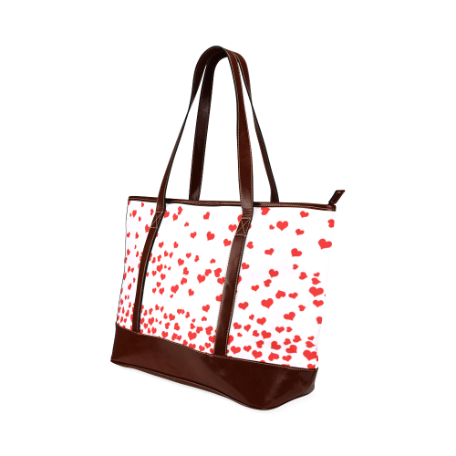 Red Falling Hearts on Pink Tote Handbag (Model 1642)