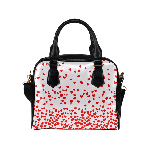 Red Falling Hearts on Pink Shoulder Handbag (Model 1634)