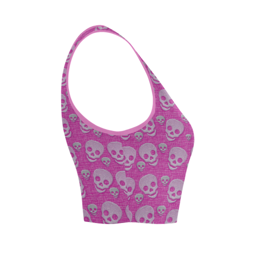 SKULLS PINKY Women's Crop Top (Model T42)