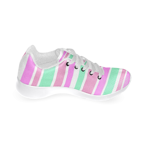 Pink Green Stripes Pattern Women’s Running Shoes (Model 020)