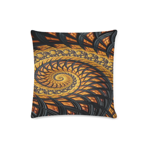 Spiral Yellow and Black Staircase Fractal Custom Zippered Pillow Case 16"x16" (one side)