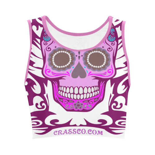 SKULL PINKY Women's Crop Top (Model T42)