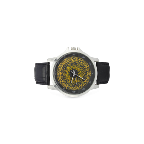 magic mandala 7 Unisex Stainless Steel Leather Strap Watch(Model 202)