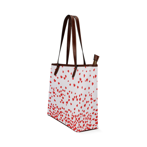 Red Falling Hearts on Pink Shoulder Tote Bag (Model 1646)