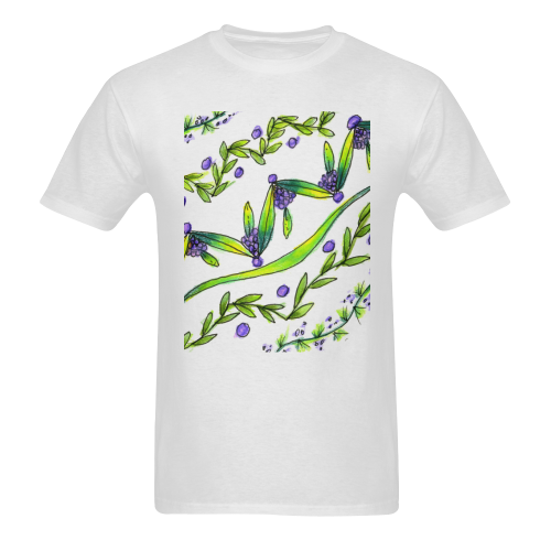 Dancing Greeen, Purple Vines, Grapes Zendoodle Men's T-Shirt in USA Size (Two Sides Printing)
