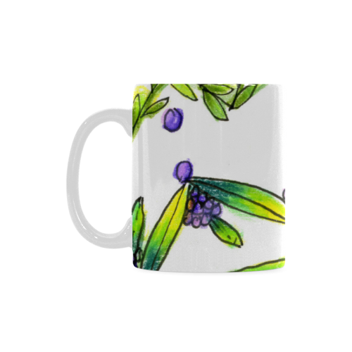 Dancing Greeen, Purple Vines, Grapes Zendoodle White Mug(11OZ)