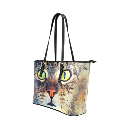 cat Leather Tote Bag/Large (Model 1651)