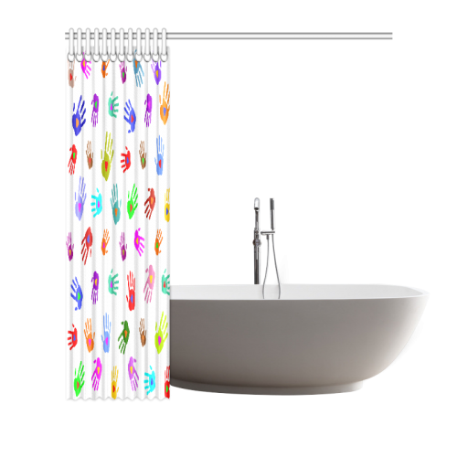 Multicolored HANDS with HEARTS love pattern Shower Curtain 72"x72"