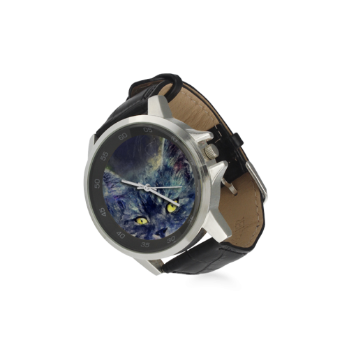 cat Unisex Stainless Steel Leather Strap Watch(Model 202)