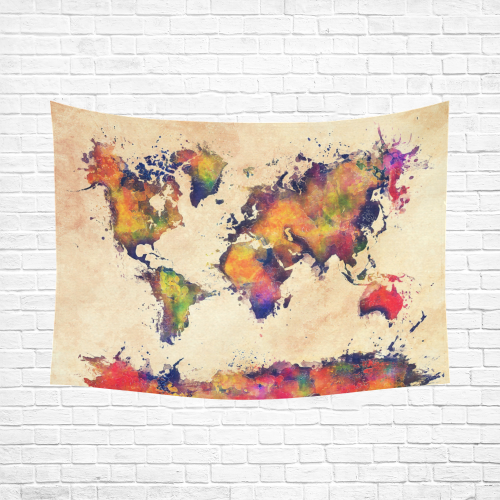 world map Cotton Linen Wall Tapestry 80"x 60"