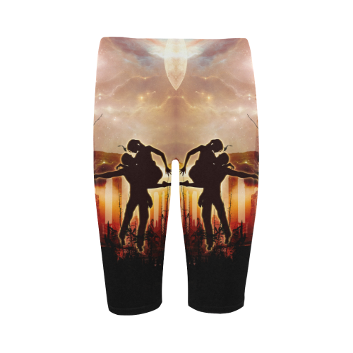 Dancing couple in the night Hestia Cropped Leggings (Model L03)