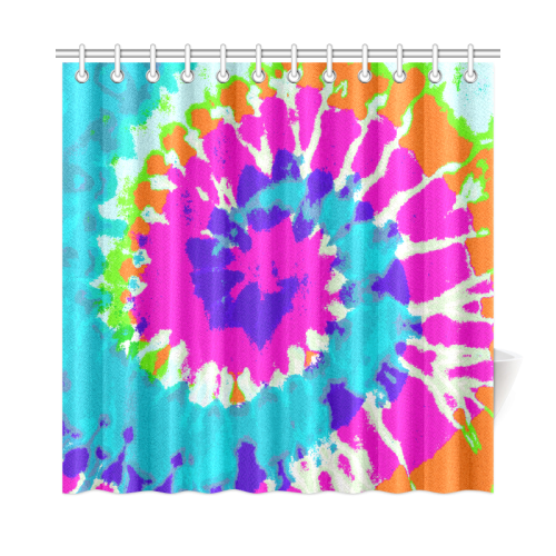 Power Spiral Batik pink blue purple orange Shower Curtain 72"x72"