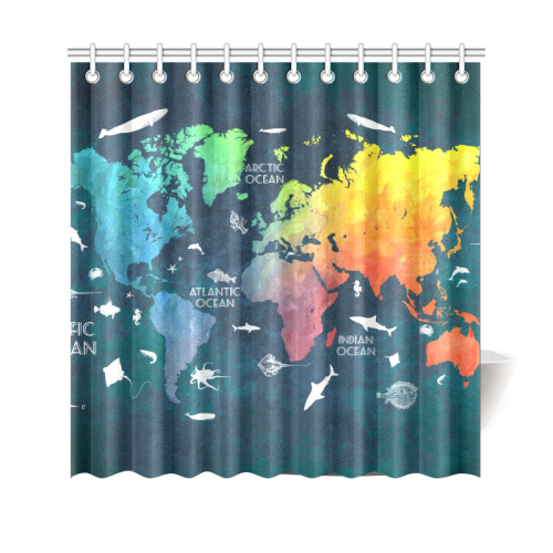 world map Shower Curtain 69"x70"