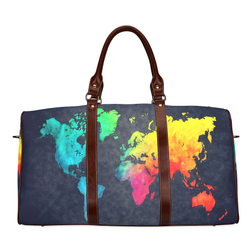 world map Waterproof Travel Bag/Large (Model 1639)