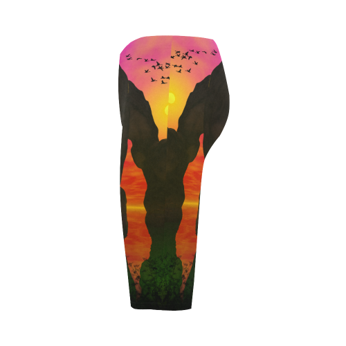 Wonderful sunset over the sea Hestia Cropped Leggings (Model L03)