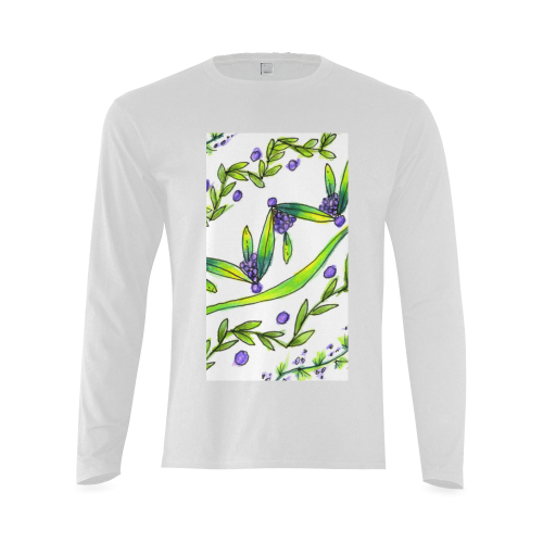 Dancing Greeen, Purple Vines, Grapes Zendoodle Sunny Men's T-shirt (long-sleeve) (Model T08)