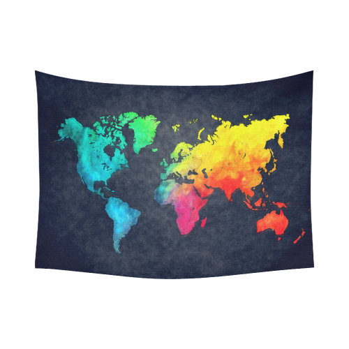 world map Cotton Linen Wall Tapestry 80"x 60"