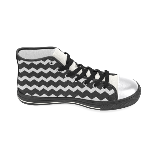 Modern Trendy Pastell Black Grey Zig Zag Pattern Chevron Women's Classic High Top Canvas Shoes (Model 017)