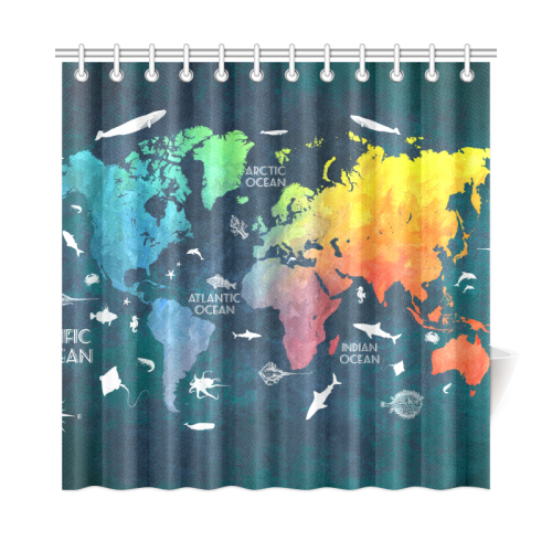 world map Shower Curtain 72"x72"