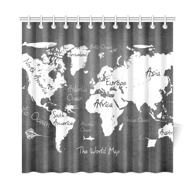world map Shower Curtain 72"x72" ID D457640