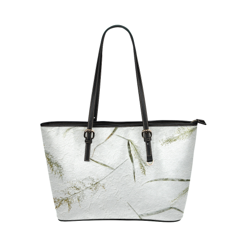 Dried Grass white Japanese paper Leather Tote Bag/Small (Model 1651)