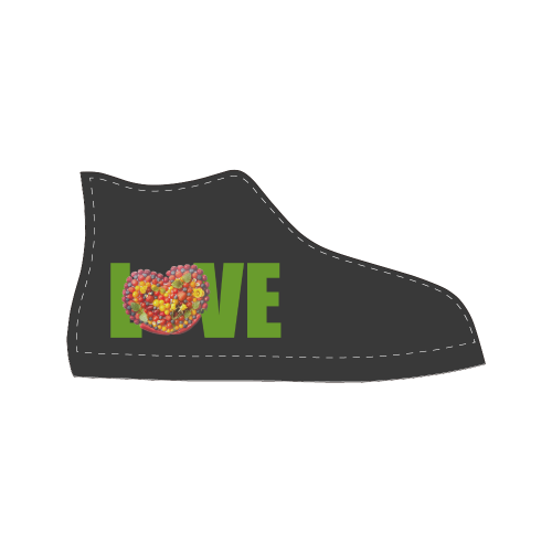 Love Heart Vegan Think Green Fruits Women's Classic High Top Canvas Shoes (Model 017)