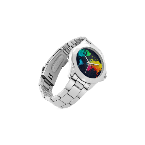 world map Unisex Stainless Steel Watch(Model 103)