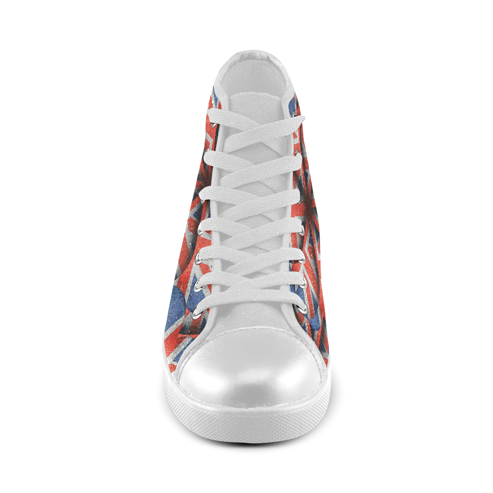 England Flag Patterned Men's High Top Canvas Shoes (Model 002) ID