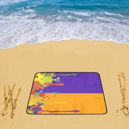 Crazy multicolored running SPLASHES Beach Mat 78"x 60"