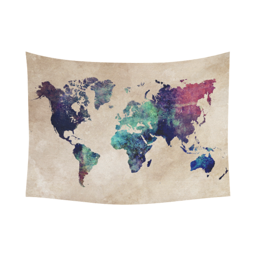world map Cotton Linen Wall Tapestry 80"x 60"