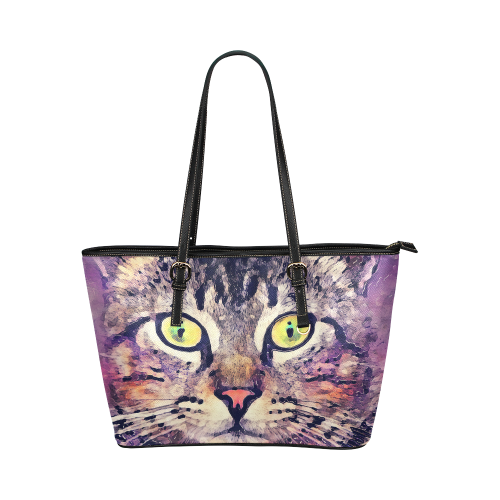 cat Leather Tote Bag/Large (Model 1651)