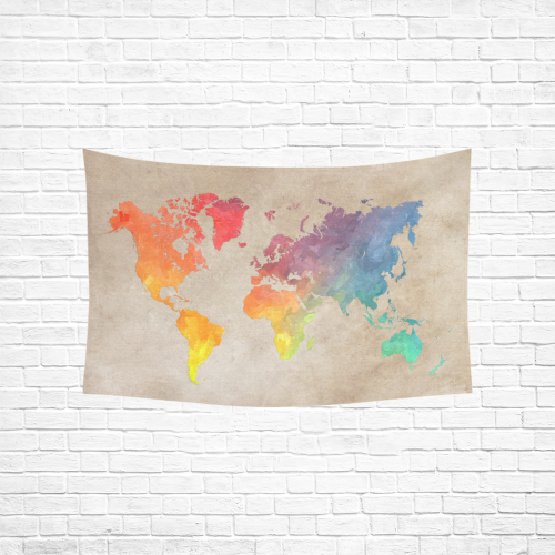 world map Cotton Linen Wall Tapestry 60"x 40"