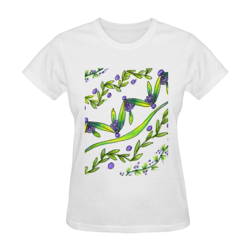 Dancing Greeen, Purple Vines, Grapes Zendoodle Sunny Women's T-shirt (Model T05)