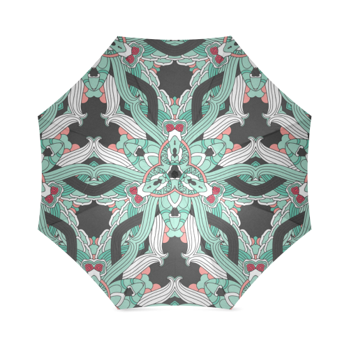 Zandine 0207 vintage green floral pattern Foldable Umbrella (Model U01)