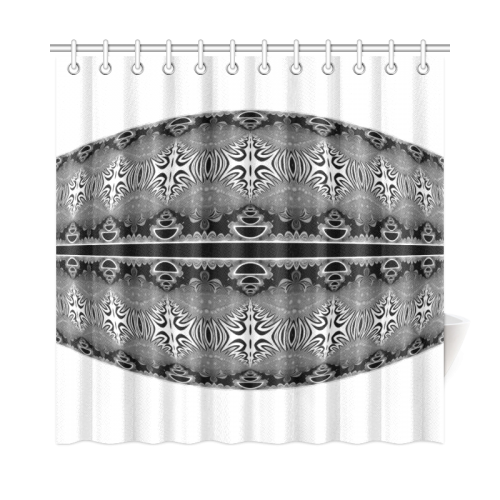 Kaleidoscope Fractal BORDER black white grey Shower Curtain 72"x72"