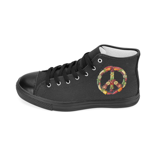 Peace Vegan Fruits Vegetables Symbol Women's Classic High Top Canvas Shoes (Model 017)