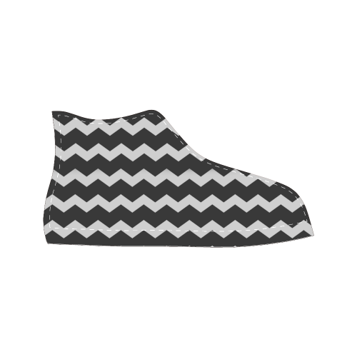 Modern Trendy Pastell Black Grey Zig Zag Pattern Chevron Women's Classic High Top Canvas Shoes (Model 017)