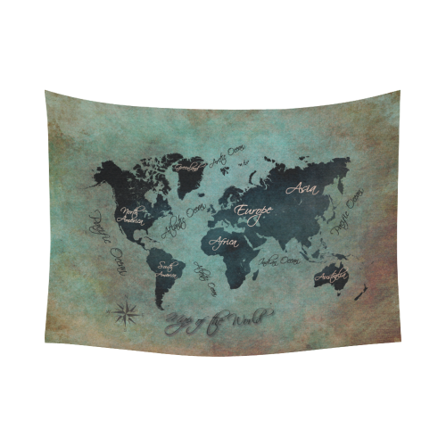 world map Cotton Linen Wall Tapestry 80"x 60"