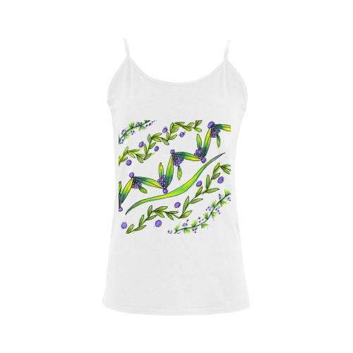 Dancing Greeen, Purple Vines, Grapes Zendoodle Women's Spaghetti Top (USA Size) (Model T34)