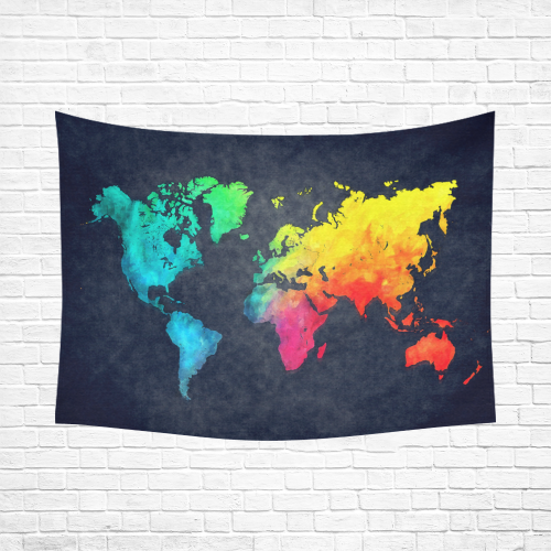 world map Cotton Linen Wall Tapestry 80"x 60"