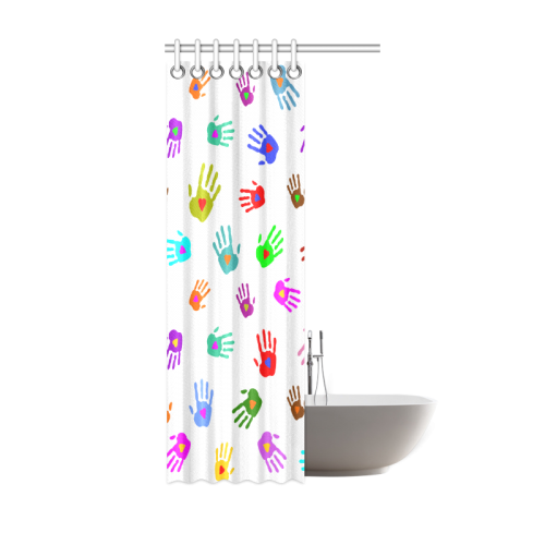 Multicolored HANDS with HEARTS love pattern Shower Curtain 36"x72"