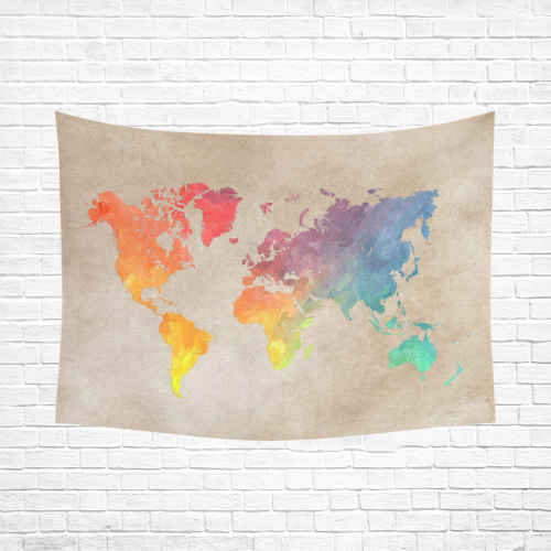 world map Cotton Linen Wall Tapestry 80"x 60"