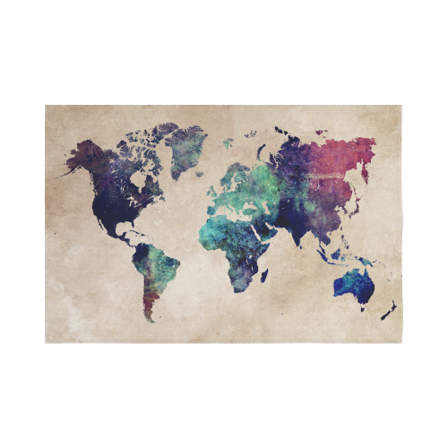 world map Cotton Linen Wall Tapestry 90"x 60"